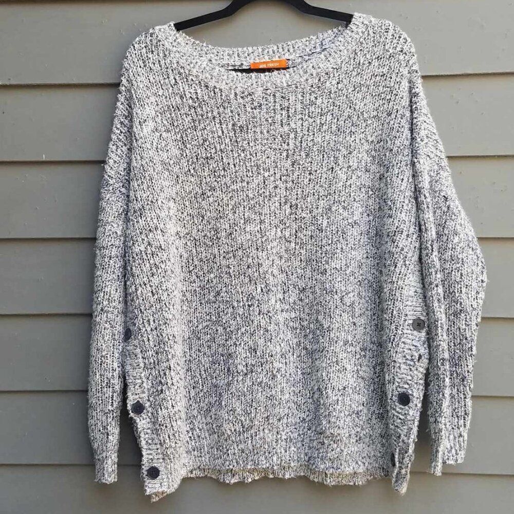 Joe Fresh Gray Marled Knit Sweater wth Buttons down the Side size Medium